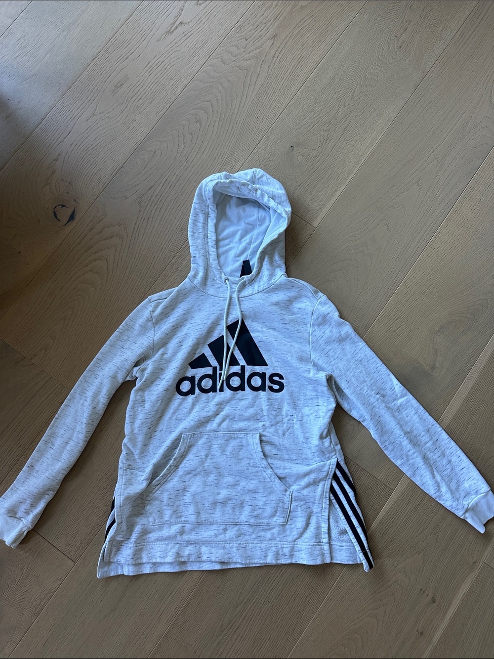 adidas Light Gray Heather Pullover Hoodie with Black Logo